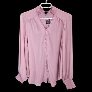 Torrid Feminine Pink Puff Sleeve Blouse with Mandarin Collar Size 0